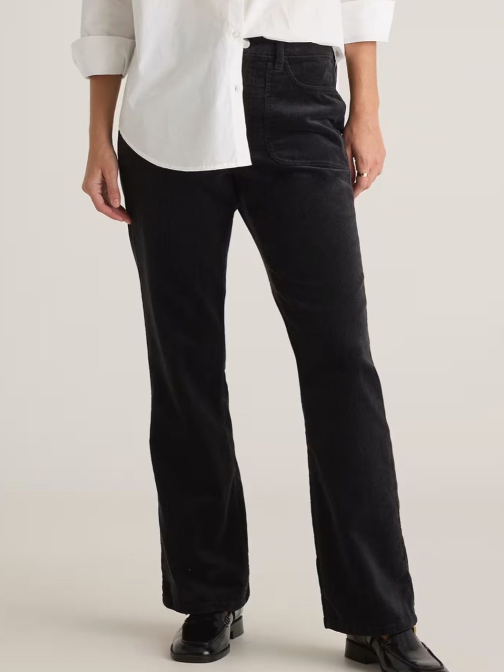 Straight Leg Corduroy Pants in Black